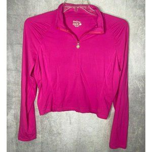 LILLY PULITZER | Luxletic Justine Sunguard Top XL Pink UPF 50+ Cropped 1/2 Zip